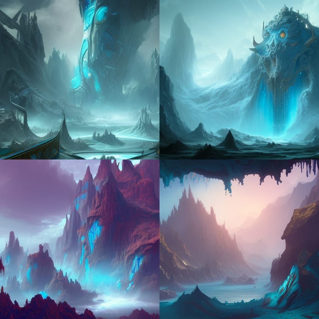 Fantastical Blue and Teal Concept Art
