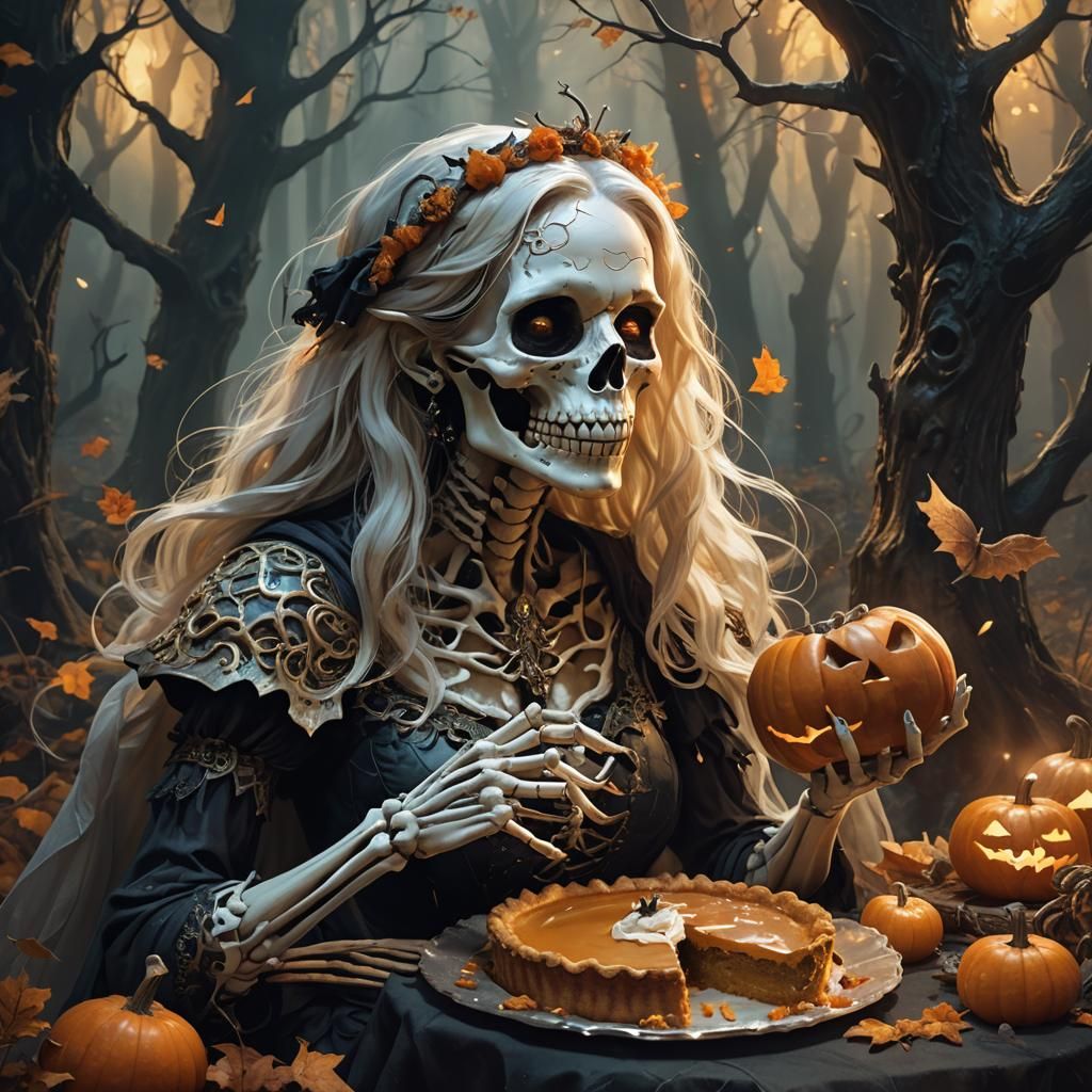 Eerie Witch and Ghost in Mystical Forest