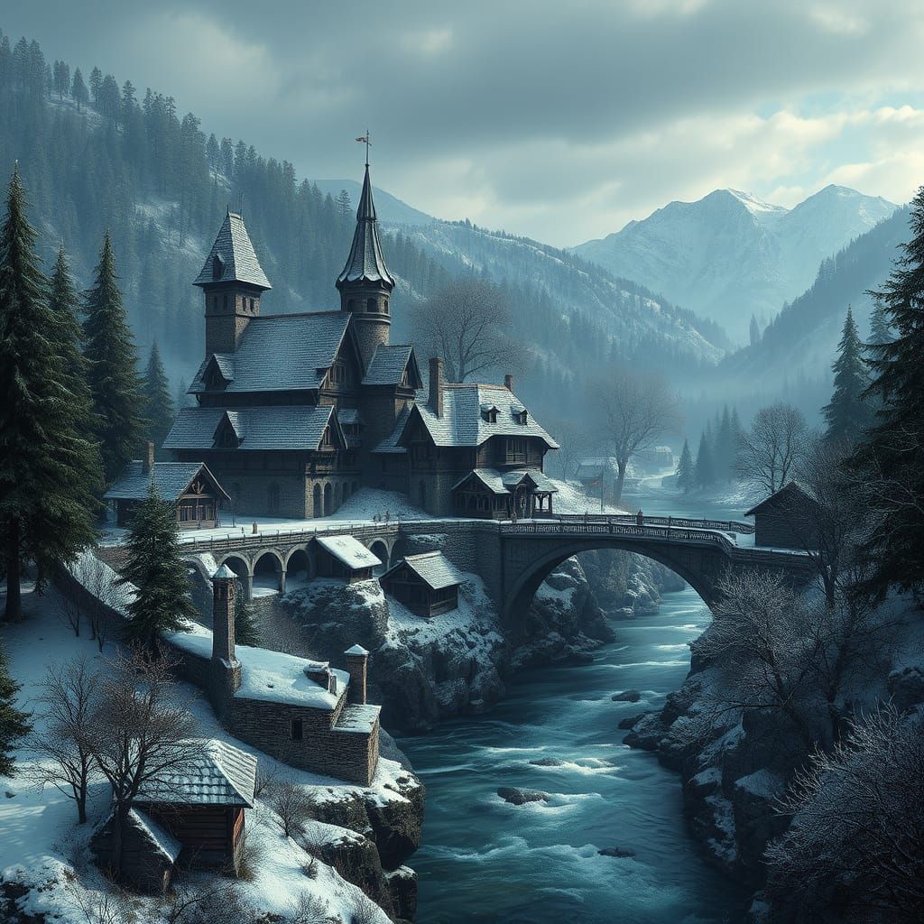 Winter Village: Medieval Architecture in a Valley