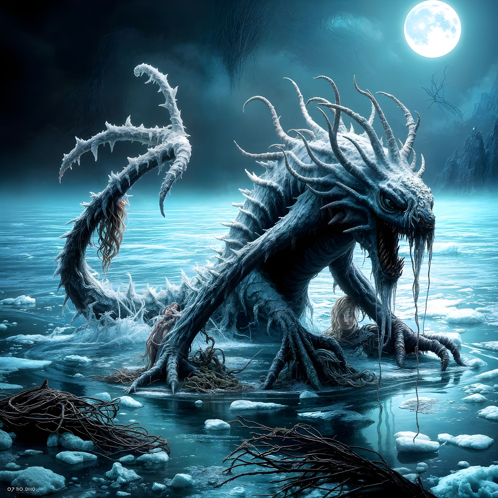 Icy Kelpie Emerges from Loch in Diorama-like Art