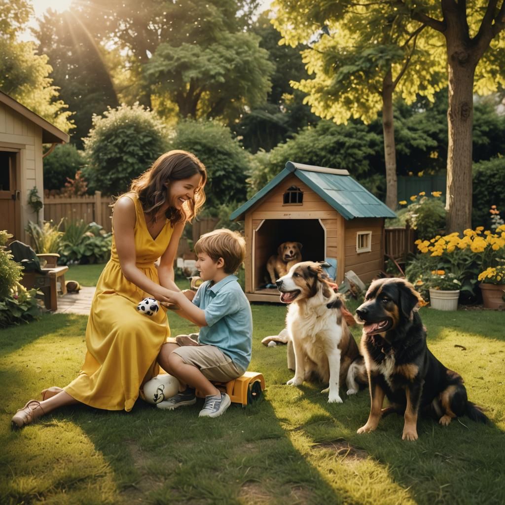 Boy, Dog, and Summer in Golden Light