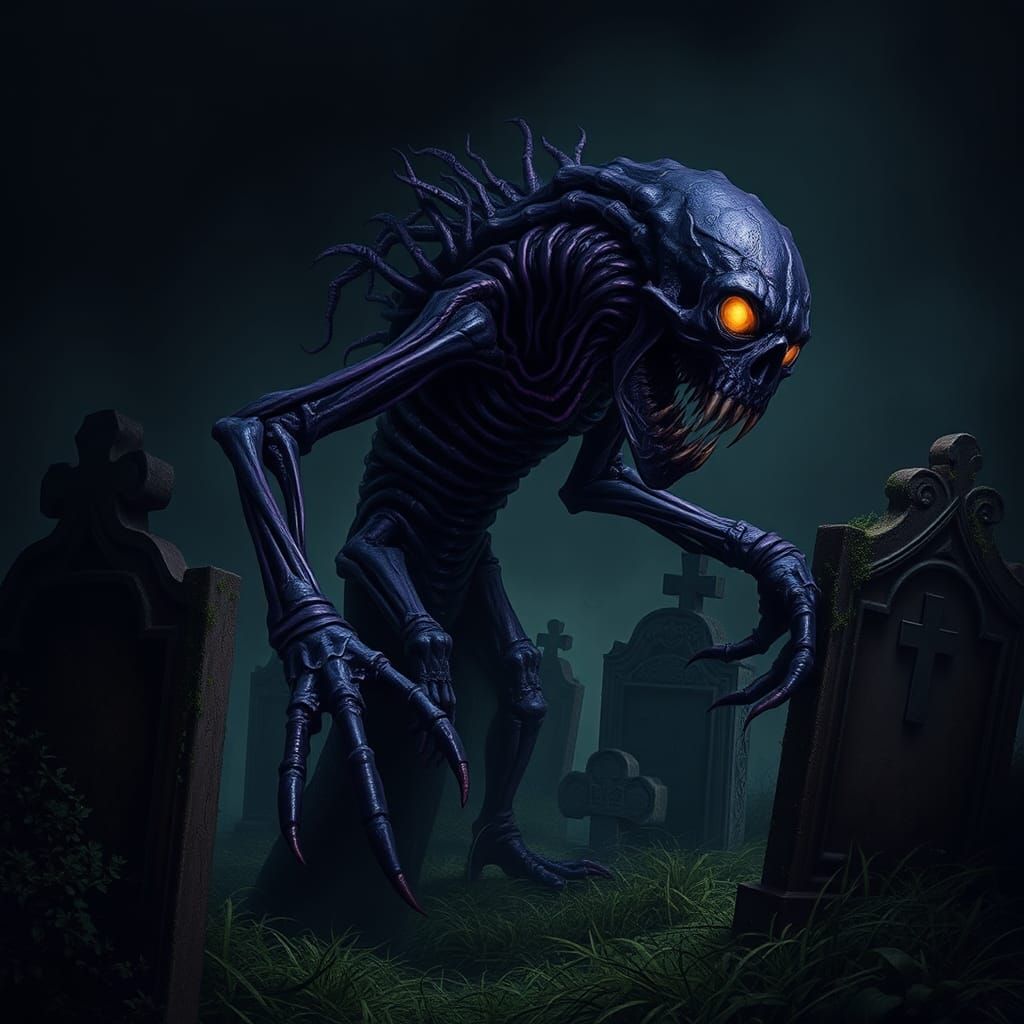 Mystical Purple Haunter Emerges from Shadows