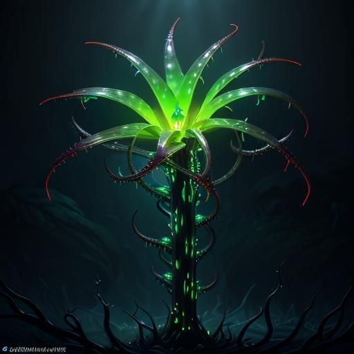 Bioluminescent Alien Plant in Dark Fantasy Style