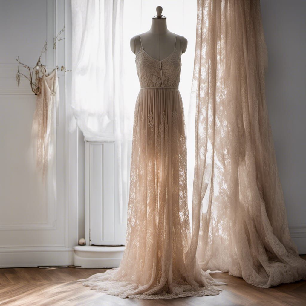 Lace Evening Gown Upcycled from Curtains