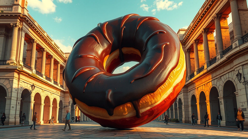 Colossal Doughnut in Ancient Roman Setting