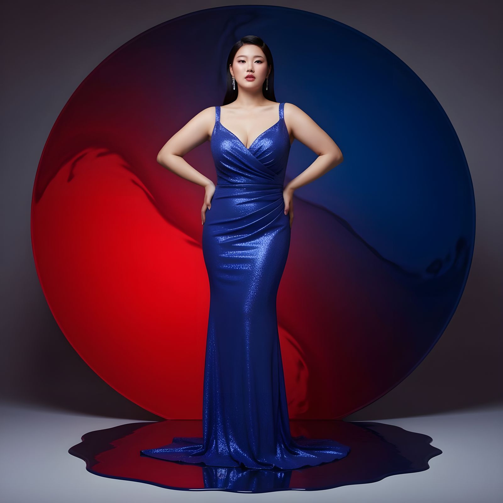 Korean Woman in Evening Gown - Studio Portrait