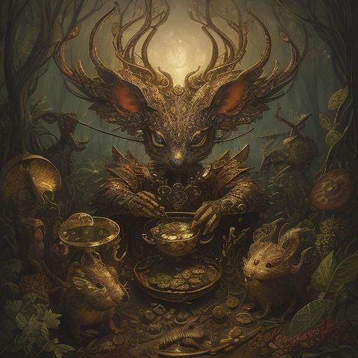 Glass Mouse Steals Cheese: Surrealist Oil Painting