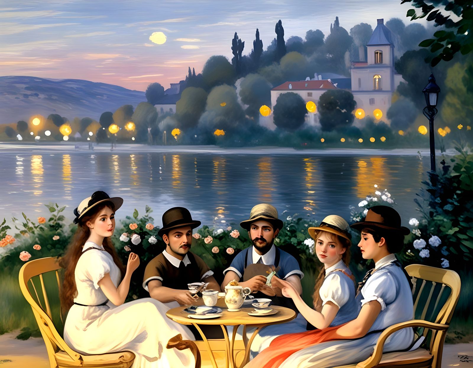 Surreal Evening Scene on a Charming Terrace