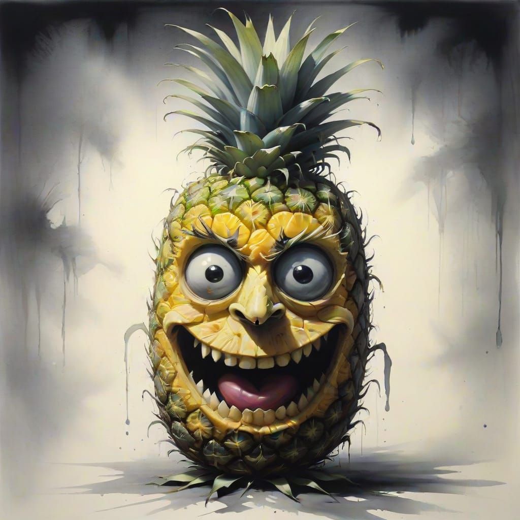 Silly Faced Pineapple in Artistic Style