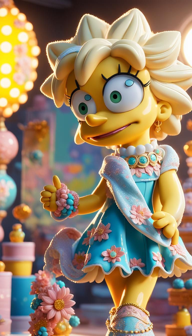 Lisa Simpson in Springfield: 3D Anime Art