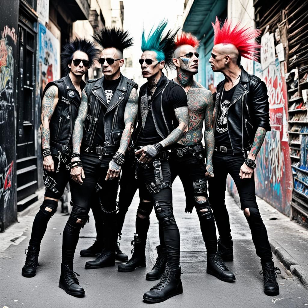Punk Rock Fight: Colorful Chaos and Rebellious Style