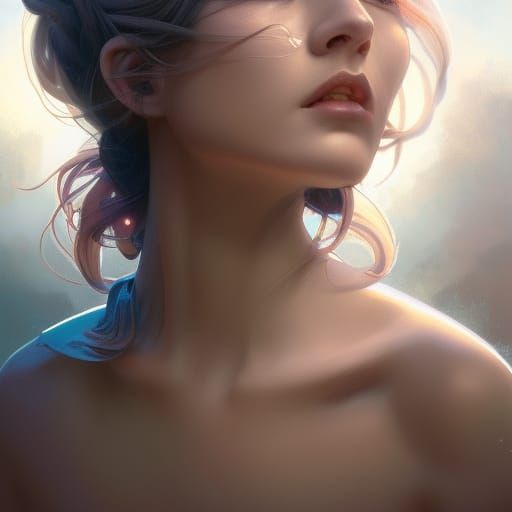 Butterfly Girl Portrait in Art Nouveau Style