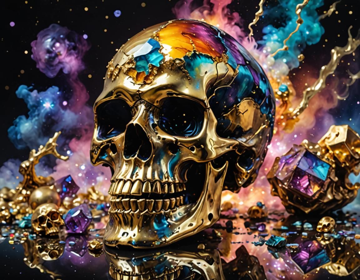 A Skull with jewelry.