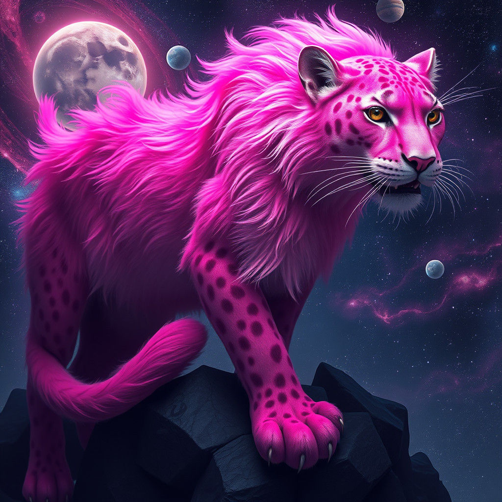 Pink Panther in Cosmic Dreamscape: Fantasy Concept Art