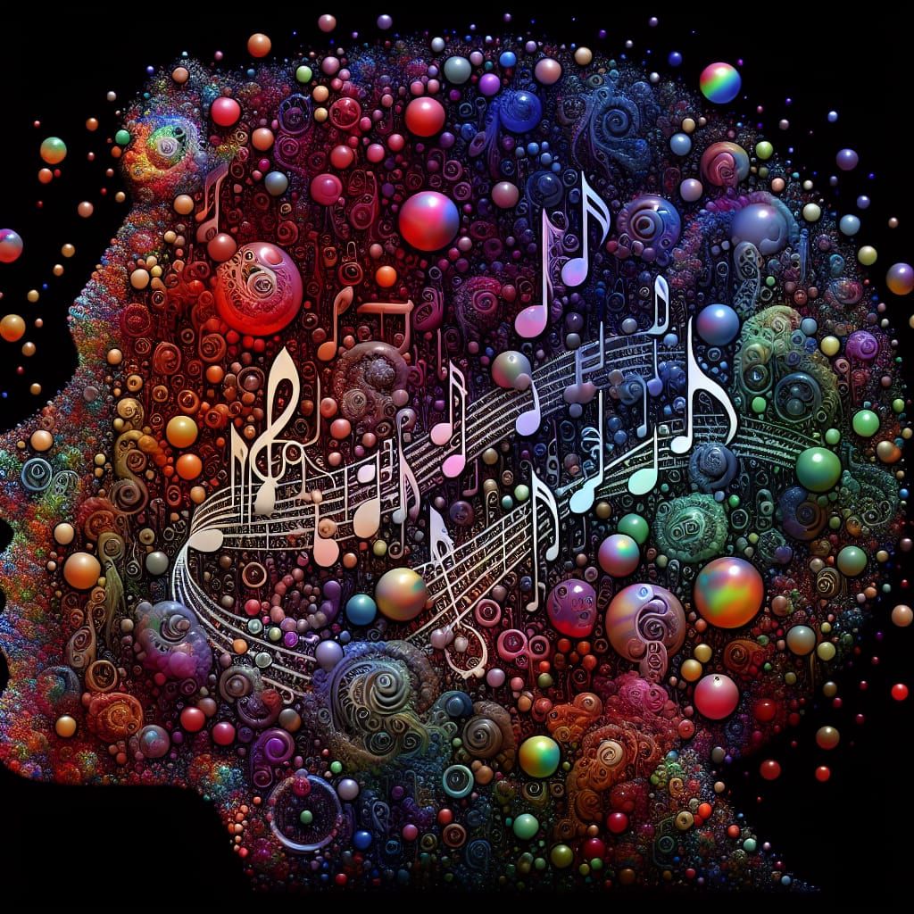 Rainbow Soap Bubble Music Silhouette with 3D Effects