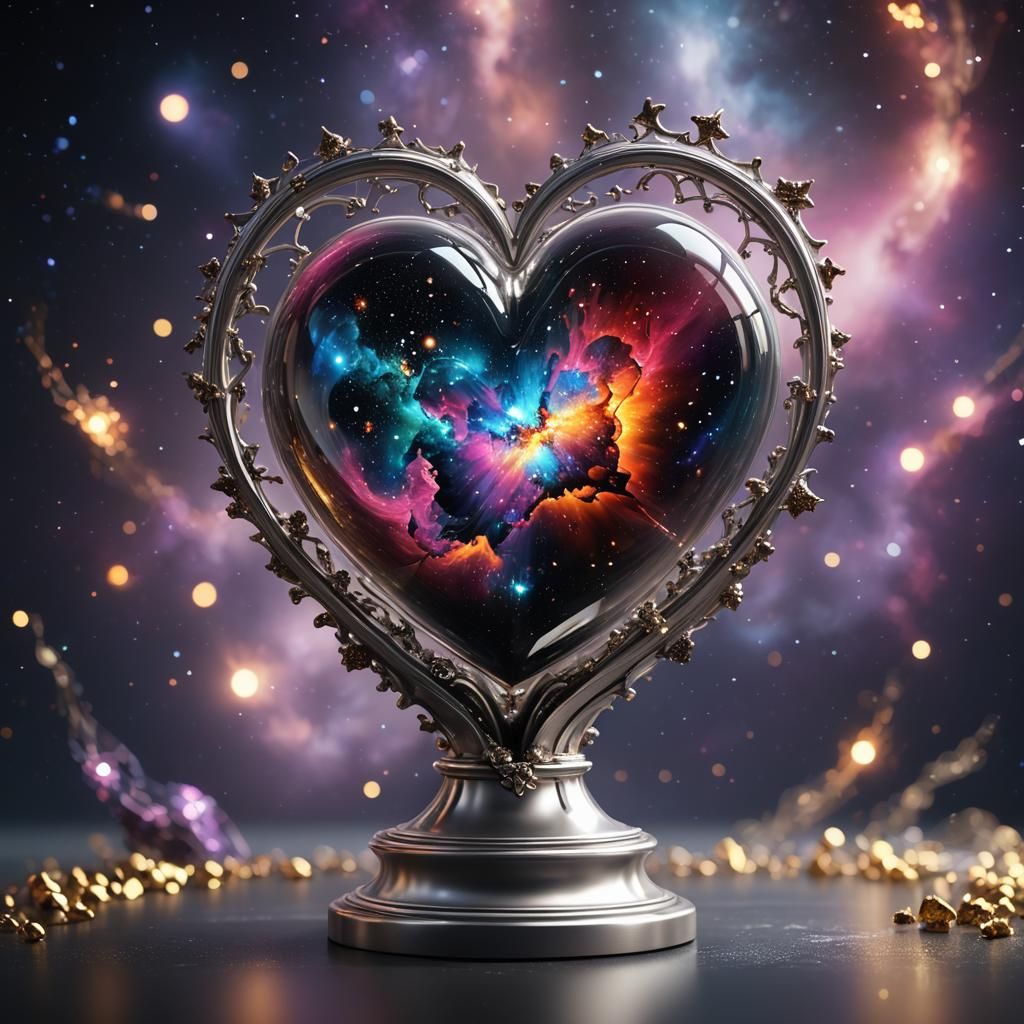 Heart-Shaped Galaxy Vial in Space