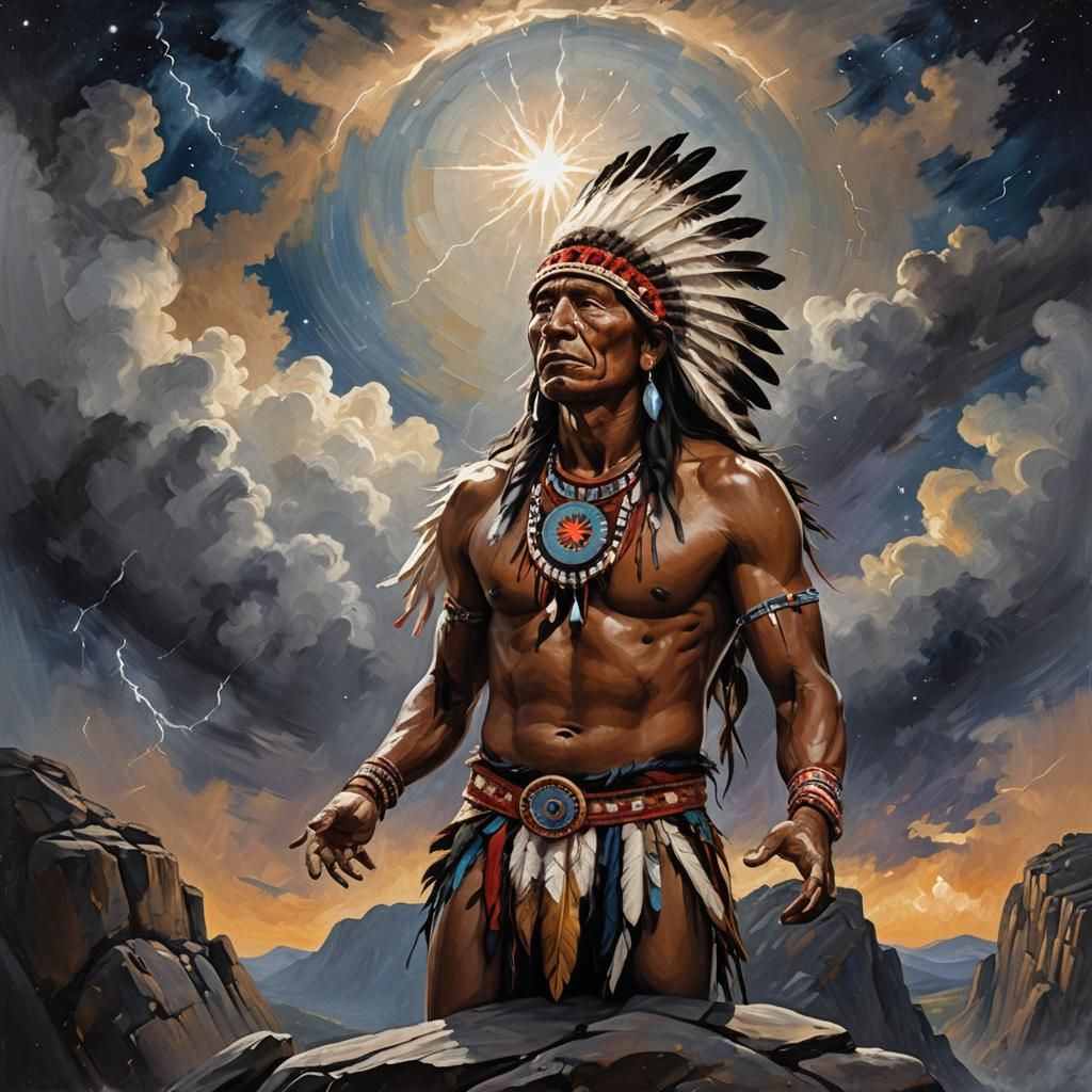 Native American Spiritualism: Oil Painting on a Butte