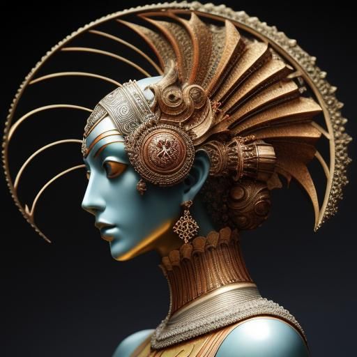 Fractal Celtic Hair Mosaic in Photorealistic Cloisonnรฉ Style