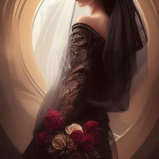 Gothic Bride Portrait in Hyperdetailed Lighting