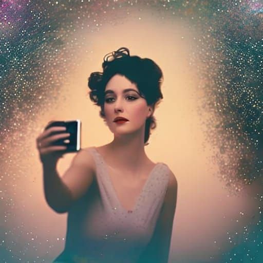 Gibson Girl's Steampunk Selfie: Ethereal Oil Painting
