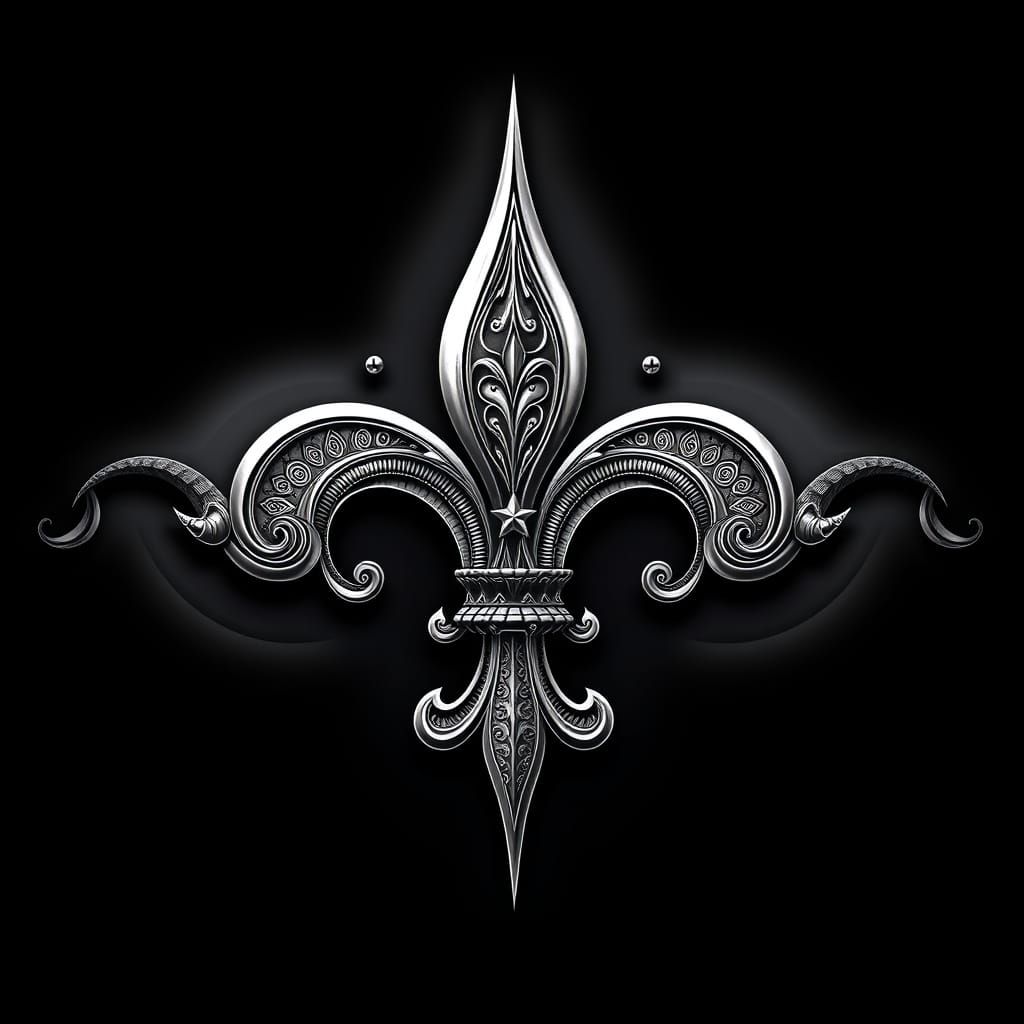 Fractal Fleur de Lis in Heavy Metal Aesthetic