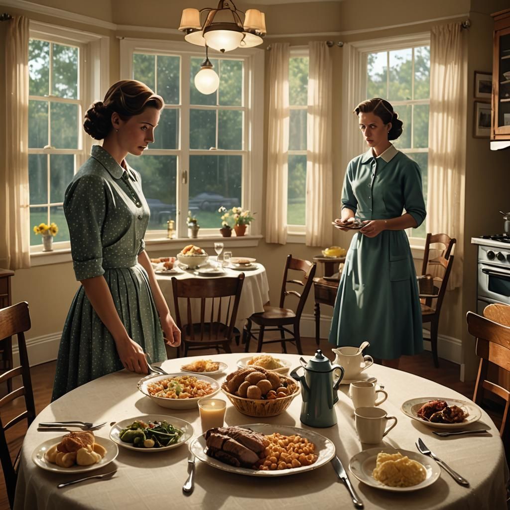 Retro Domestic Scene: Boy Crossdressing in 1950s Style