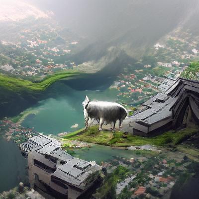 Detailed Matte Painting of a Guardian Goat