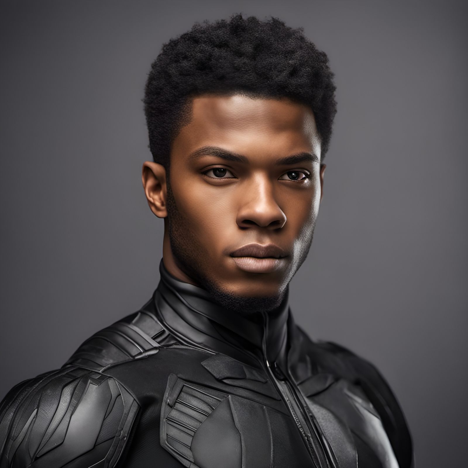 Hyperrealistic Portrait of a Heroic Young Man in Stealth Sui...