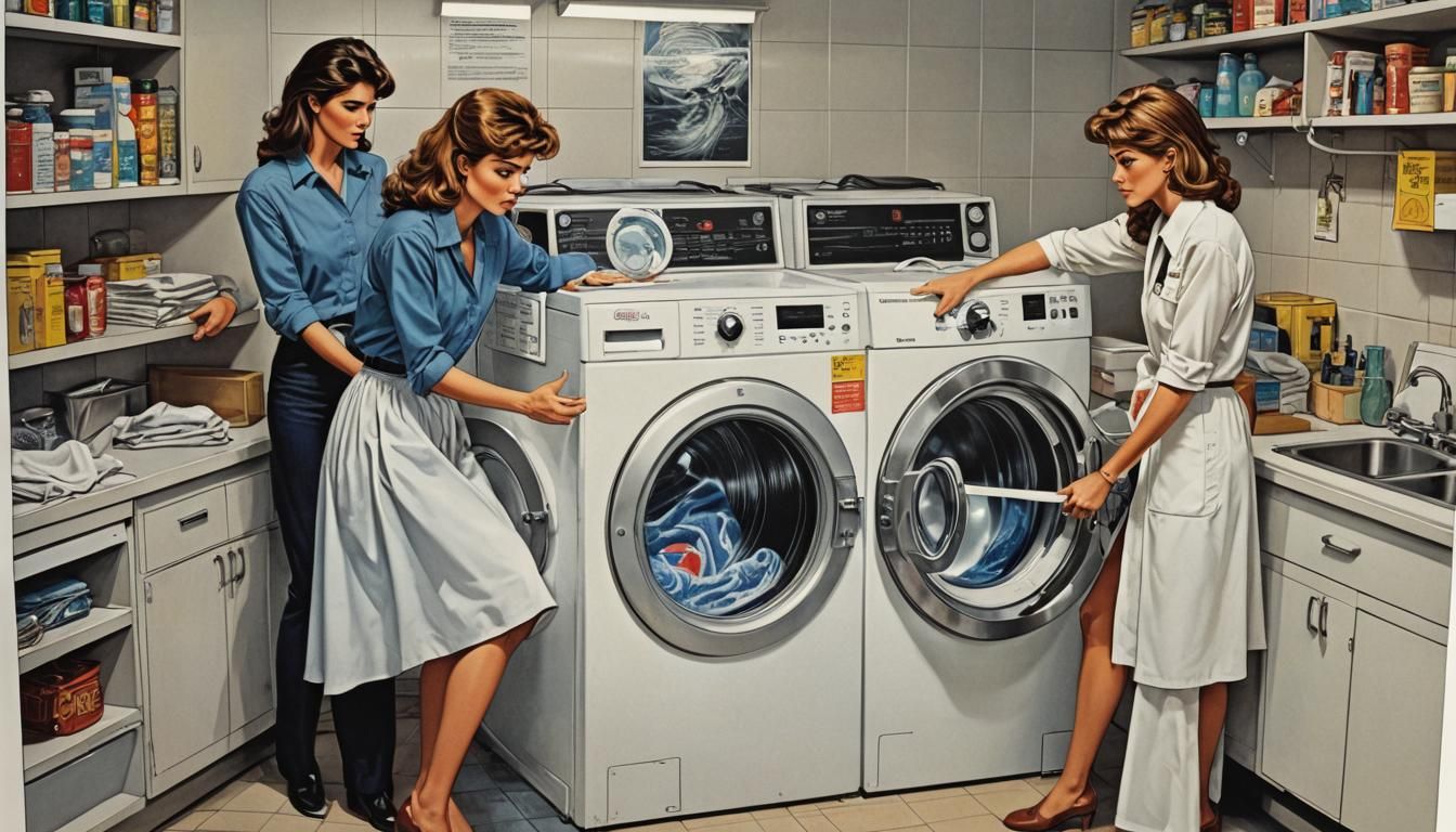 1986 Ad: Model & Whirlpool Washing Machine