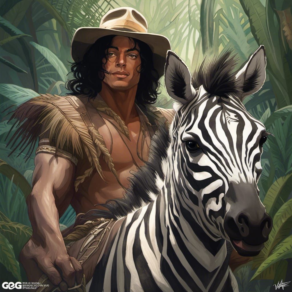 Tarzan Zebra Rider: Hyperdetailed Jungle Portrait