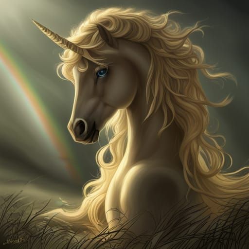 Ivory Unicorn in Winter Mist, by Greg Rutkowski