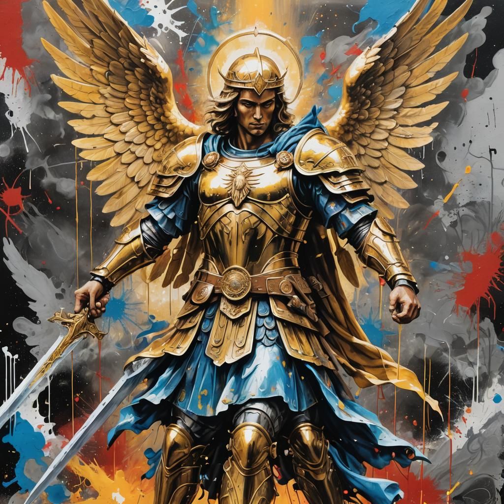 Archangel Michael: Graffiti Art of Divine Warrior
