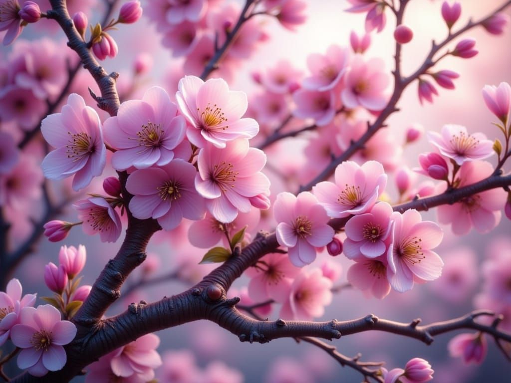 Charming Pastel Cherry Blossoms in Whimsical Bohemian Style