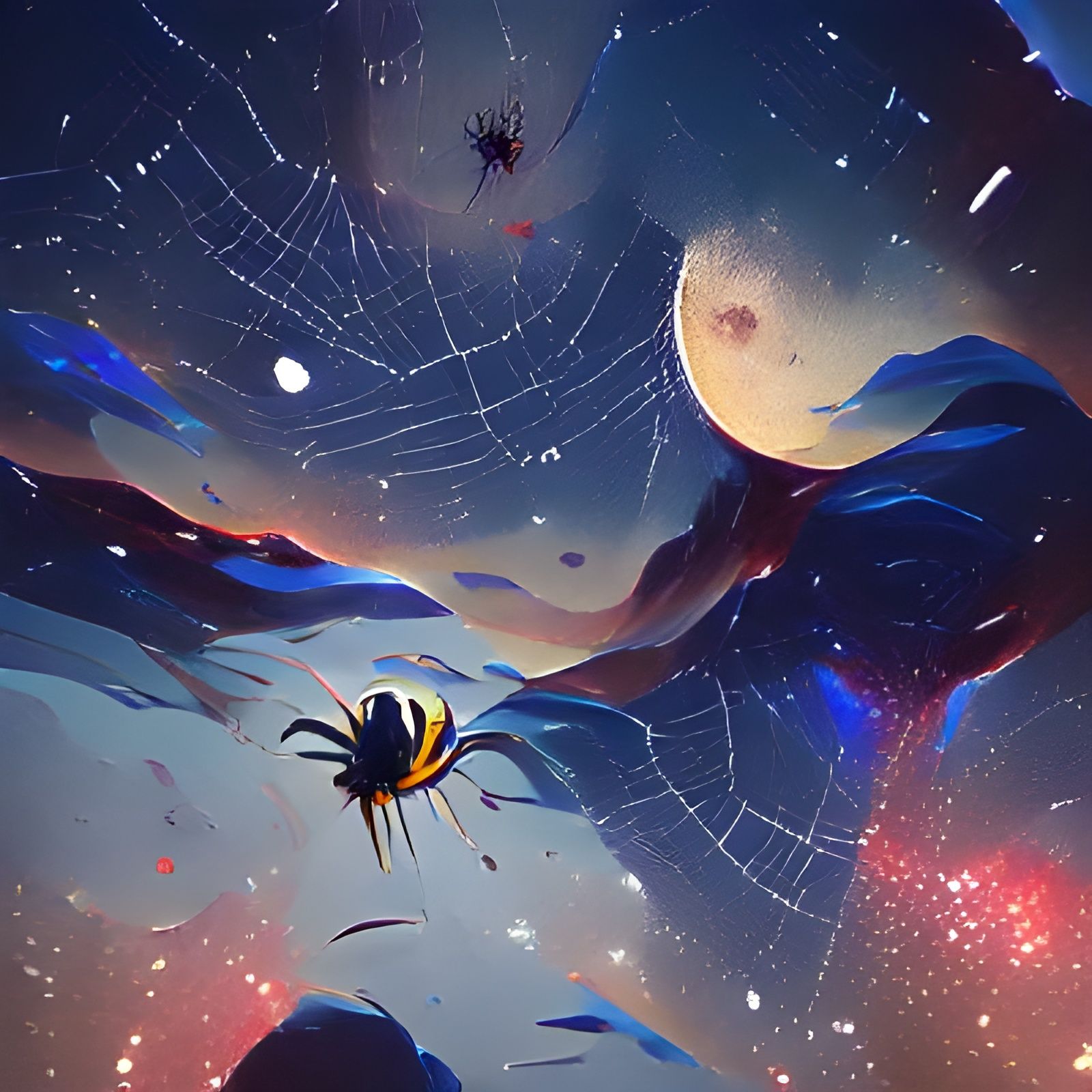 Spider Gazing into Starry Night Sky