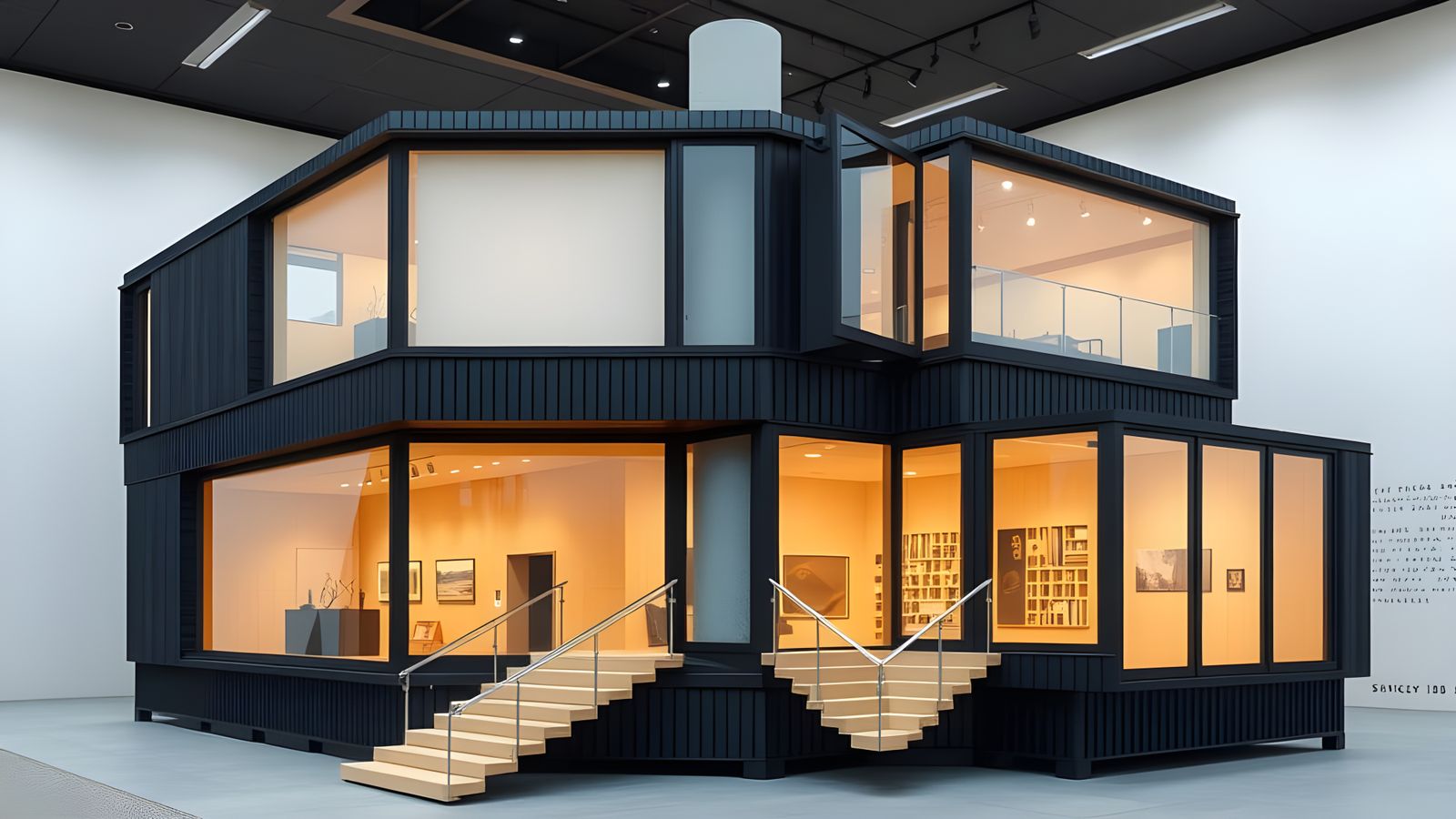 Modernist Exhibition Building with Hexagonal Box Design