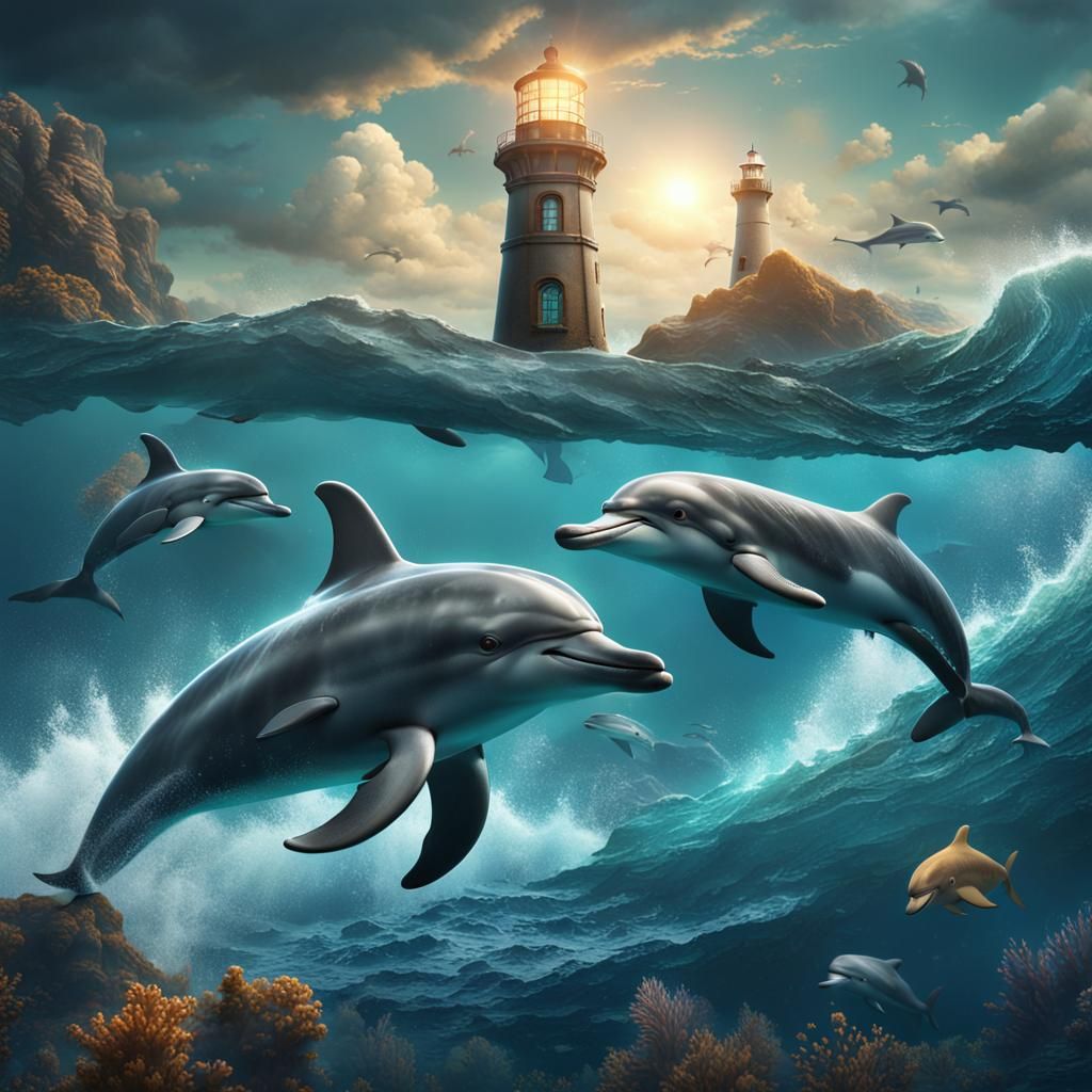 Dolphins Pass Lighthouse in Detailed Digital Painting