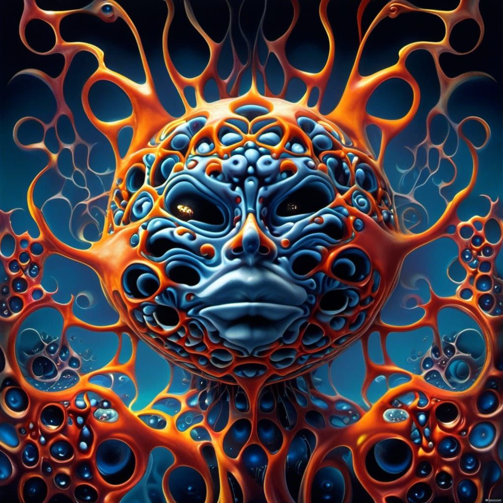 Surreal Landscape with Elastic Flora and Floating Piglets