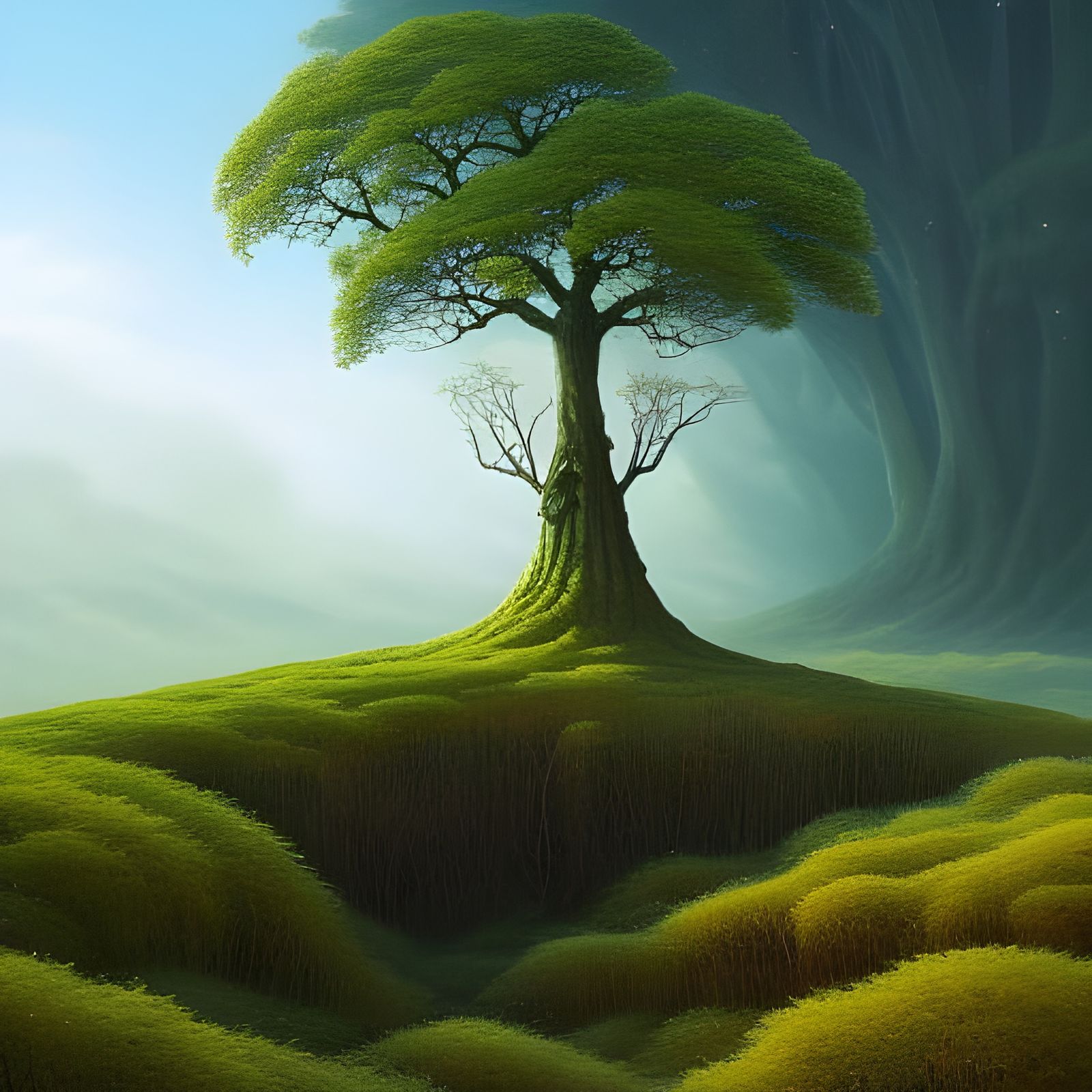 Hyperdetailed Lazy Tree in Anime Manga Style