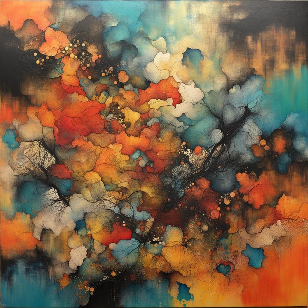 Abstract Art with Complementary Colors and Fine Details