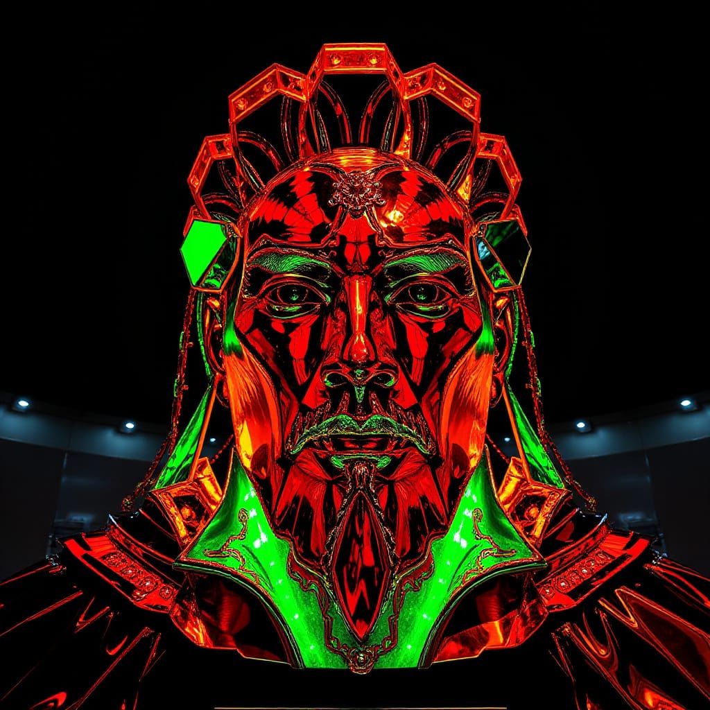 Hyperrealistic Sculpture with Vivid Lighting