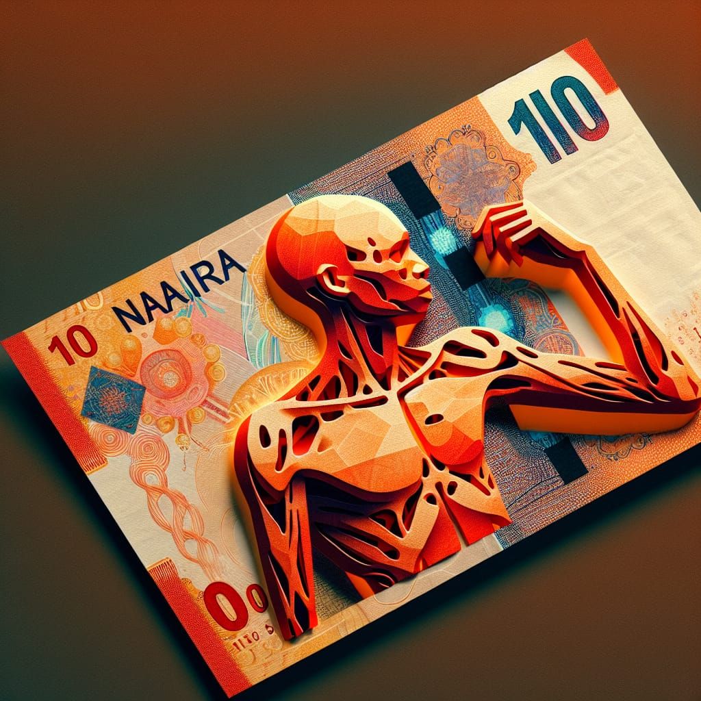 Die-Cut Sticker of a Fantasy 10 Naira Note