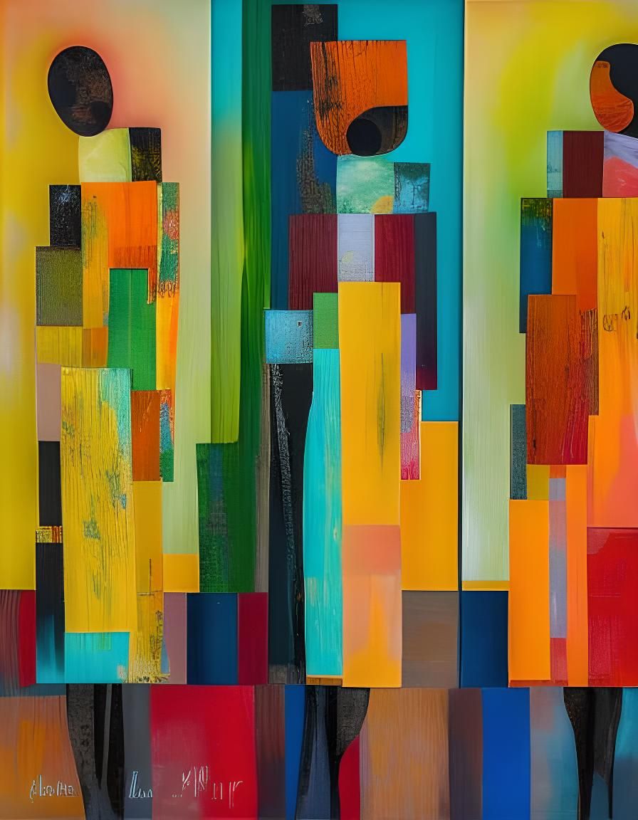 Abstract Figures in Sunflowers: Contemporary Wet Painting