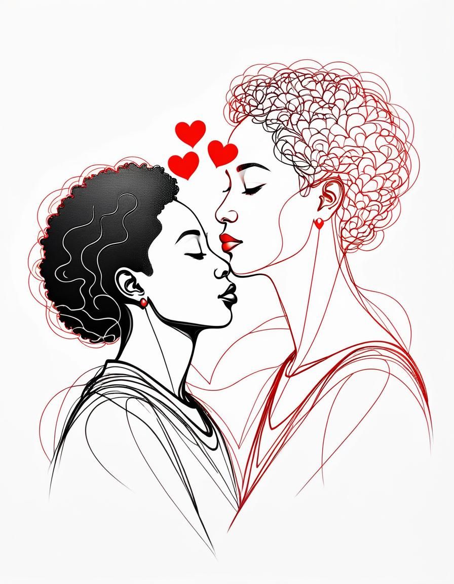 Black Mother and Son: Minimalist Love Sketch
