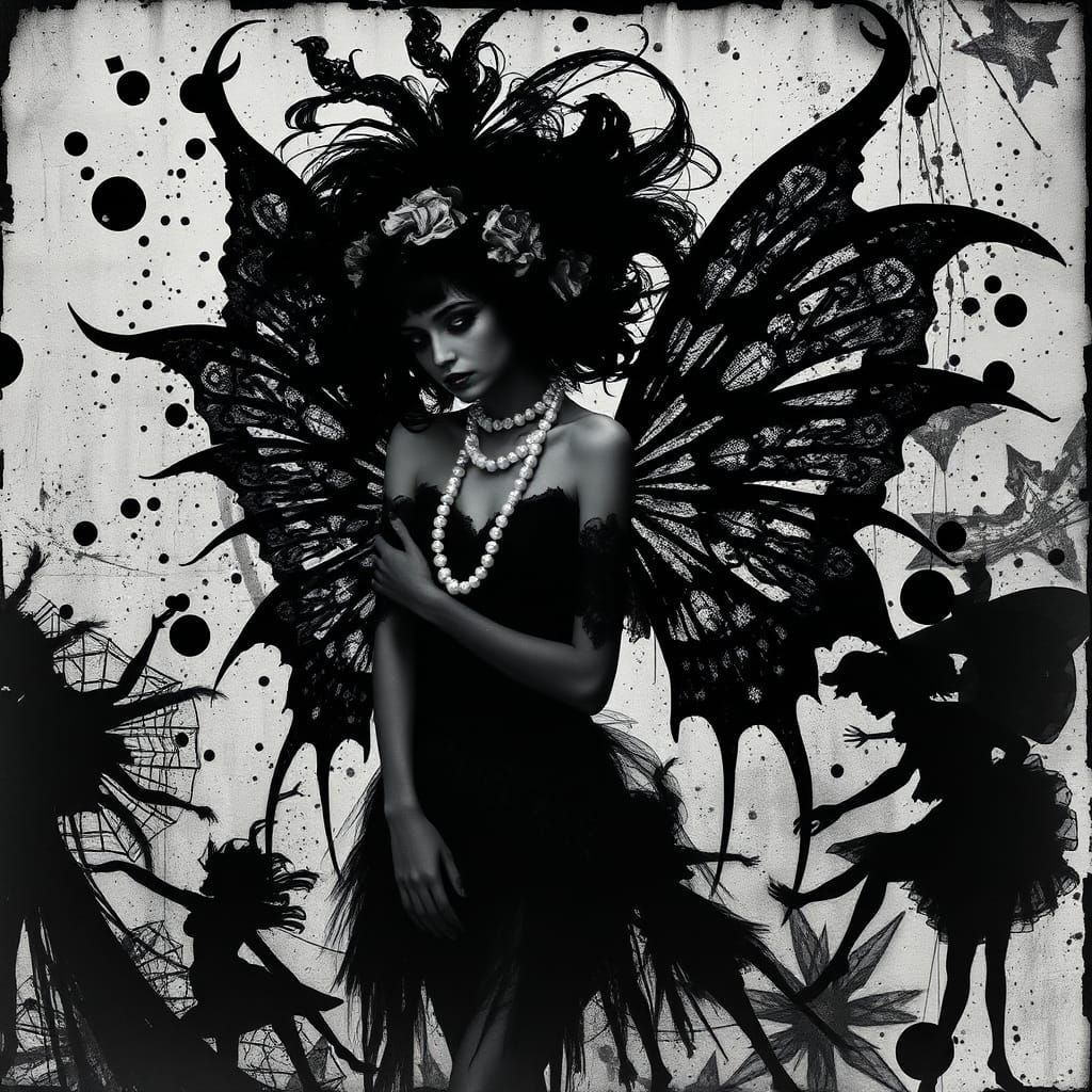 Gothic Fairy in Dadaist Photogram Style