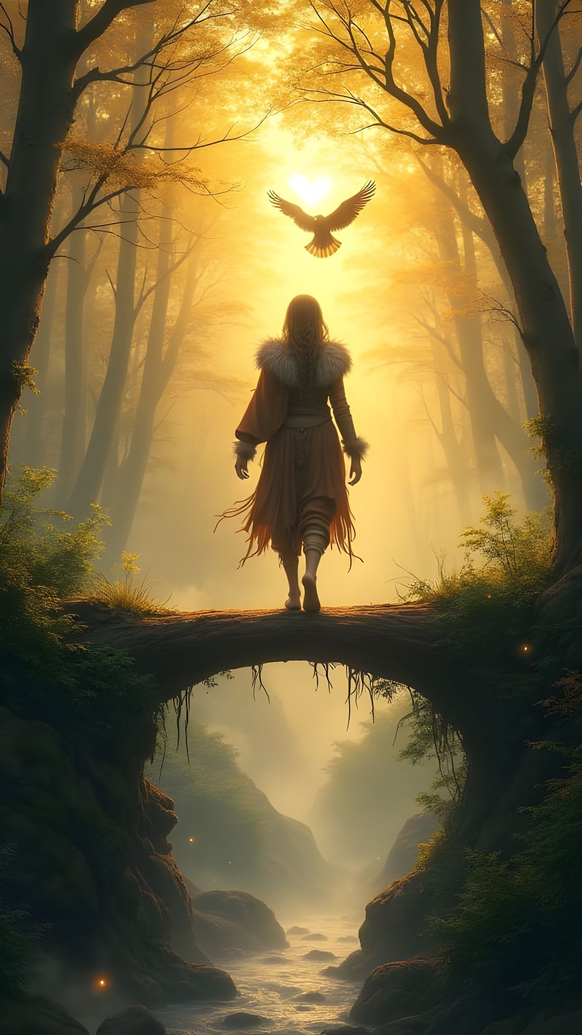 Barefoot Warrior in Golden Light, Digital Painting