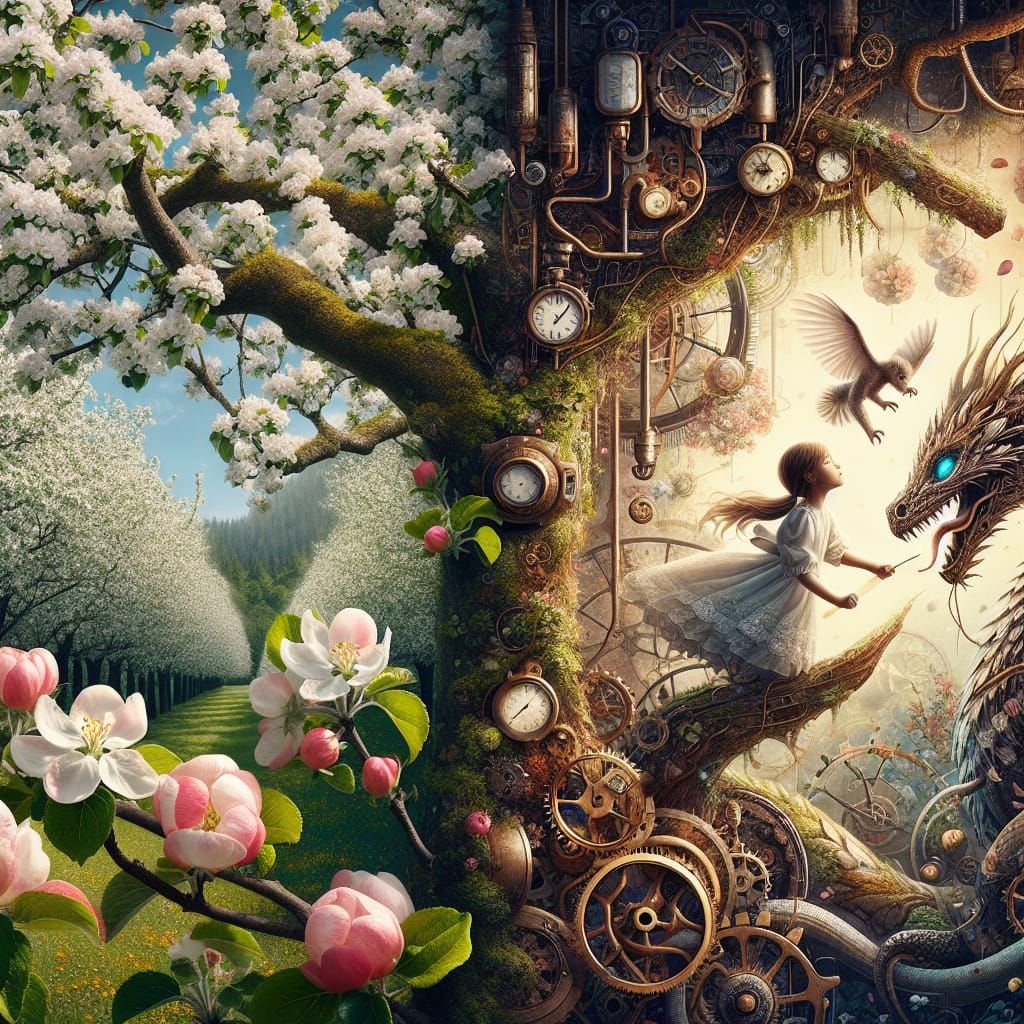 Apple Blossoms Meet Steampunk Dragon Fantasy