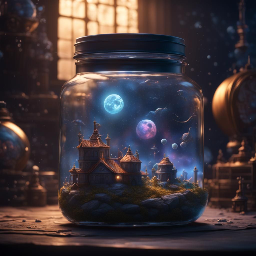 Universe Trapped in a Jar: Detailed Matte Painting