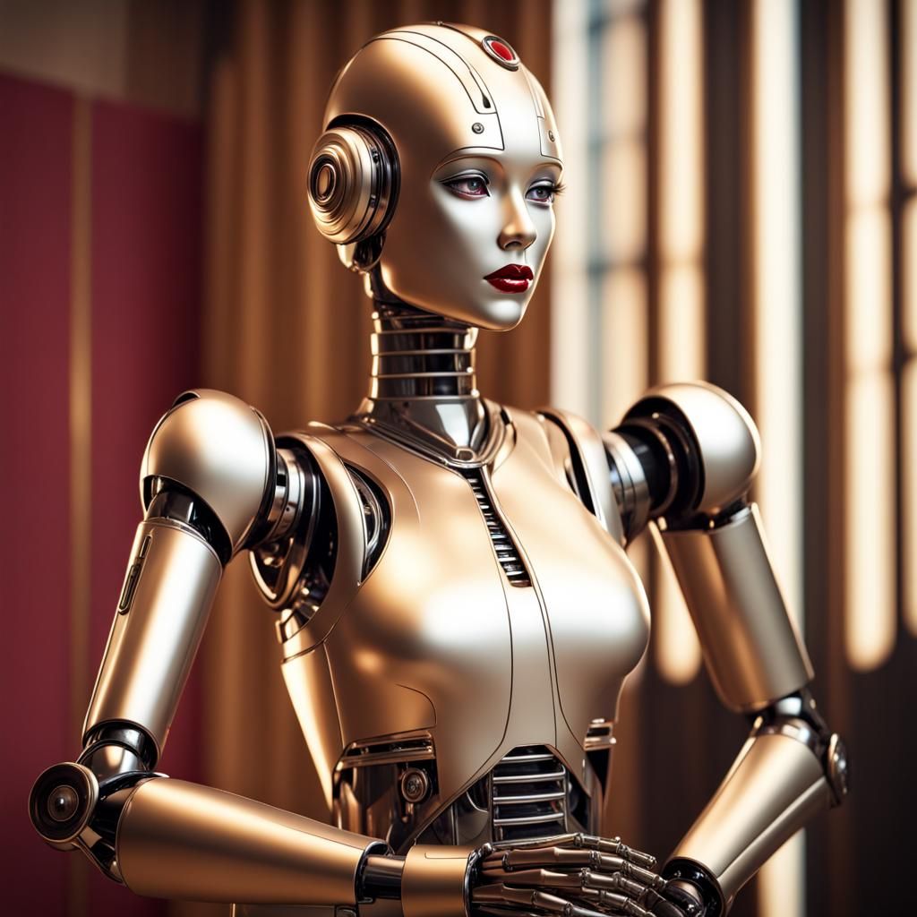 Art Deco Female Robot with Dynamic Lighting