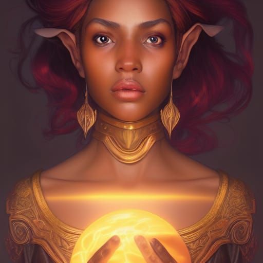 Majestic Elf Crying and Holding Flame Egg