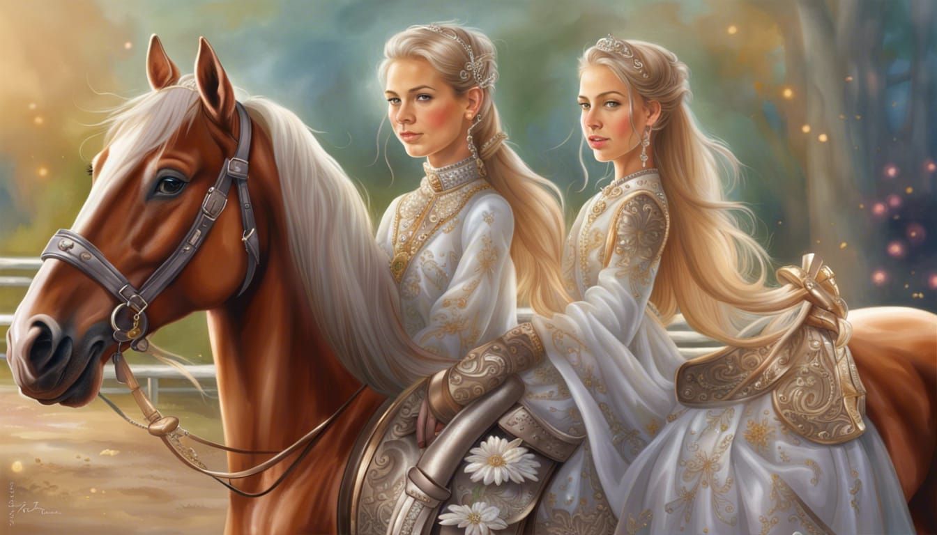 Girl and Pony with Diamond Bridle